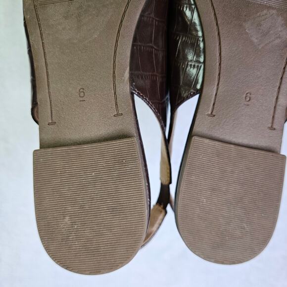 Old Navy Faux Leather Slingback Gold Chain Career Wear Flats Chocolate Size 6 - Picture 9 of 9